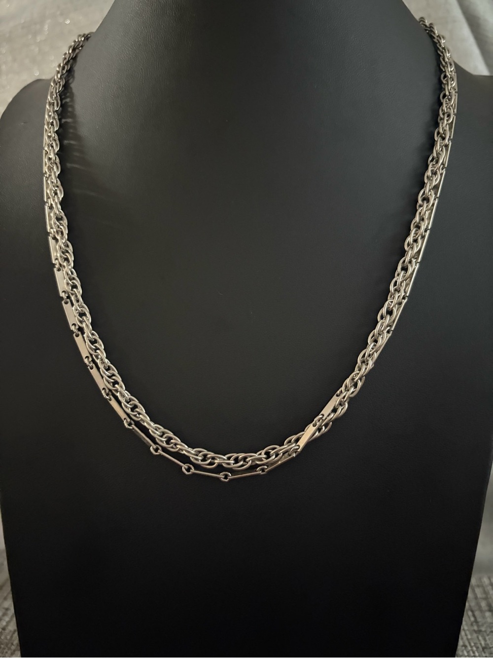 Vintage Opera Length Silver-Tone Multi-Chain Necklace - Women's Jewelry